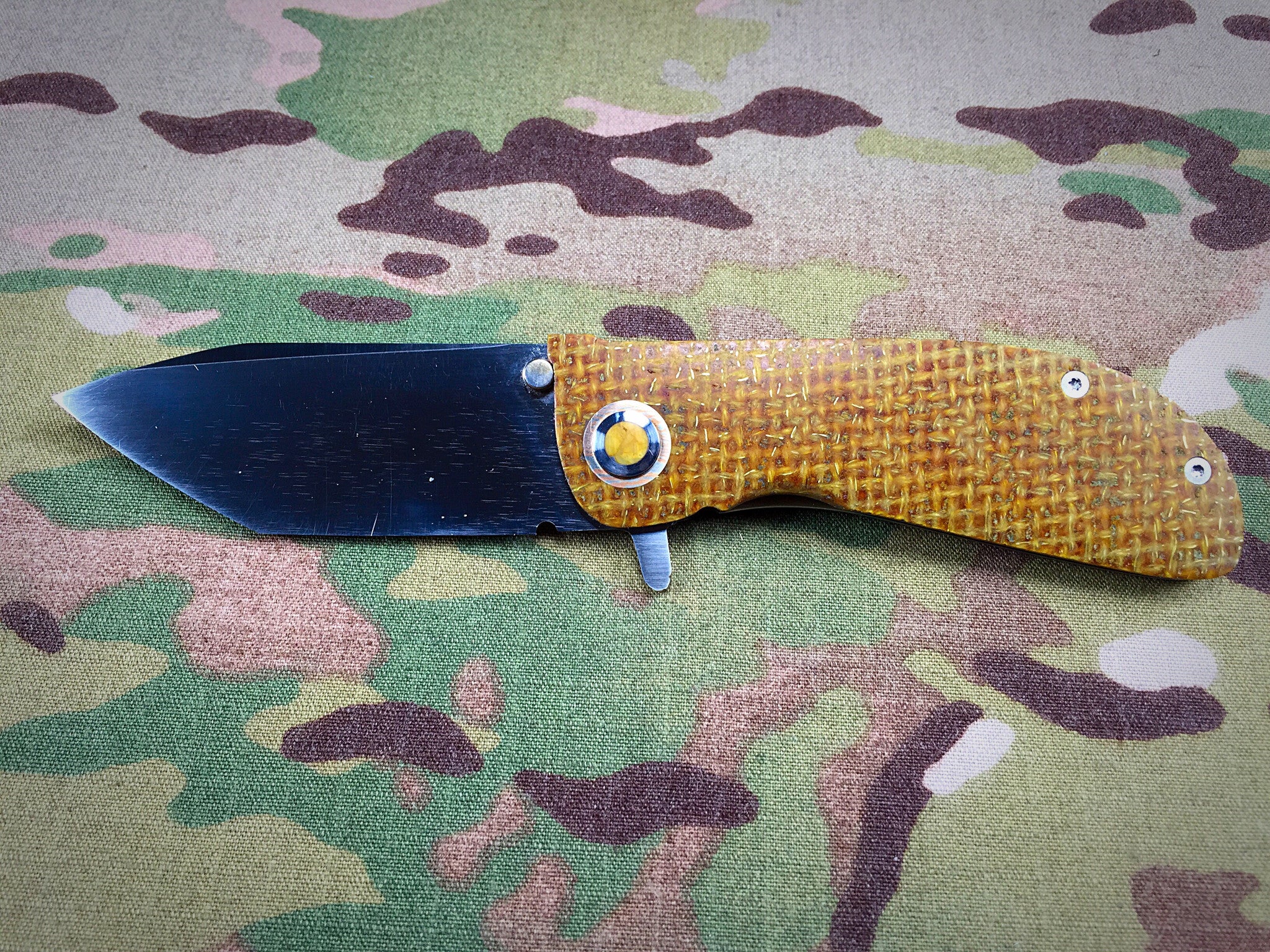 Dark Earth Tactical Thunderstorm Kevlar, Jasper & Mokume Hundo UltraLight flipper - Free Shipping