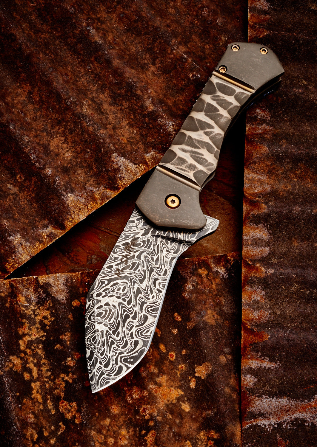 Mike Shiffer Damascus Mokuti Mini Mastodon - Free Shipping