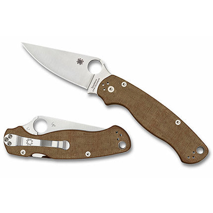 Spyderco Paramilitary 2 CruWear Brown Canvas Micarta C81MPCW2