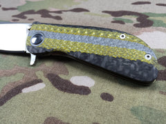 Dark Earth Tactical Carbon Fiber, Hematite & Zirconium Hundo UltraLight flipper - Free Shipping