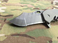 Red Horse Knives Full Titanium War Pig with Damascus and Timascus - Free Shipping