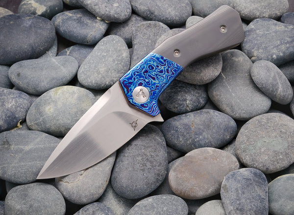 Sharknivco Volt Edison Barajas Timascus titanium linerlock flipper knife
