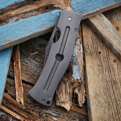 Tom Mayo Damascus Moran Bowie XL folding knife - detail view 2
