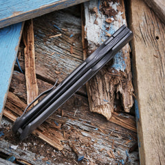 Tom Mayo Damascus Moran Bowie XL folding knife - detail view 4