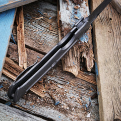Tom Mayo Damascus Moran Bowie XL folding knife - detail view 6