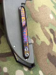 Red Horse Knives Full Titanium War Pig with Damascus and Timascus - Free Shipping
