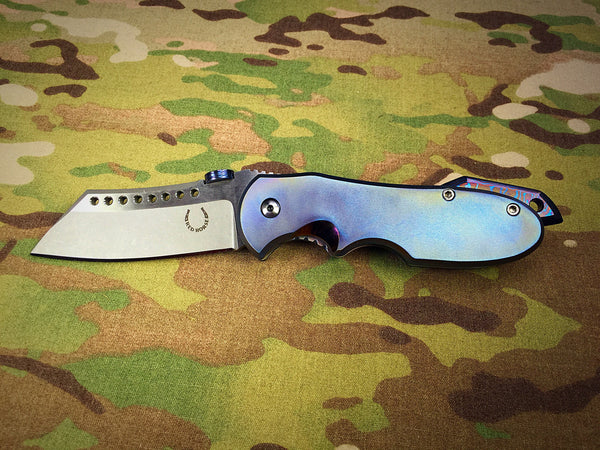 Red Horse Knives Full Titanium and Timascus Chopper - Free Shipping